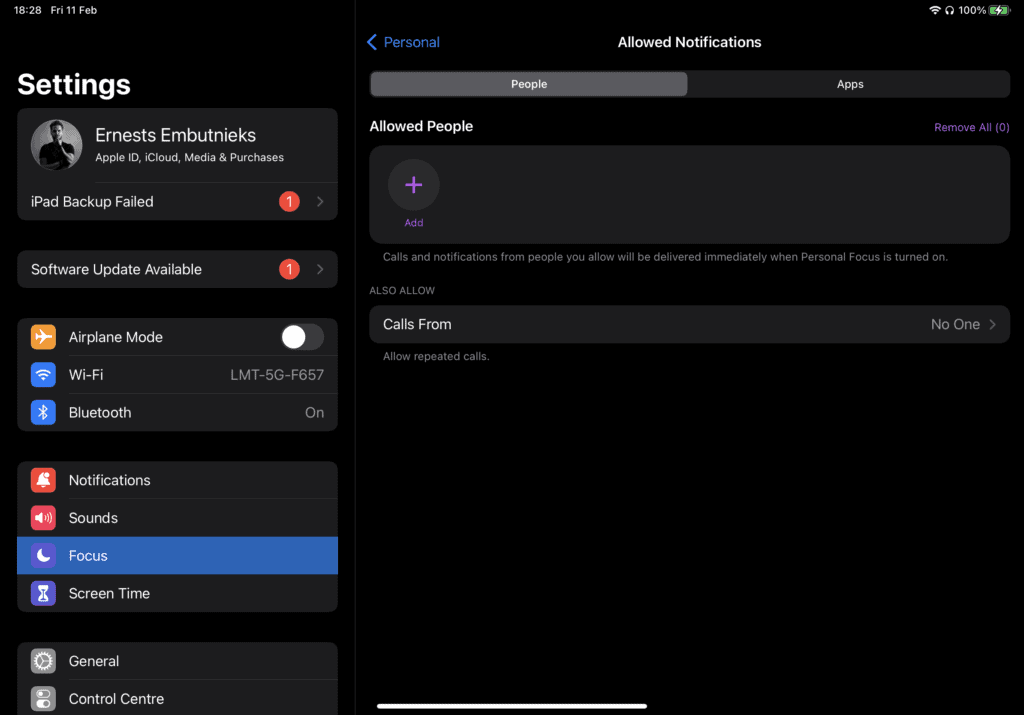 Add Specific People as Exceptions in focus mode on ipad and iphone