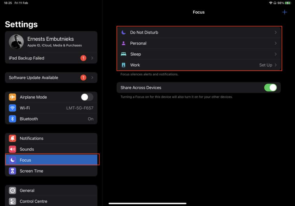 how to set up focus and do not disturb mode on ipad and iphone step by step