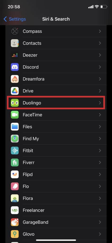 remove an app from search - step 2