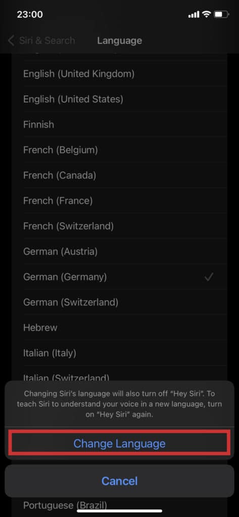 picking a new language for siri on iphone and ipad step 3