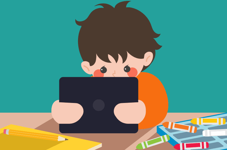 kid playing with an ipad/tablet