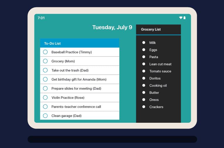 use your old tablet for grocery list, calendar and other family stuff
