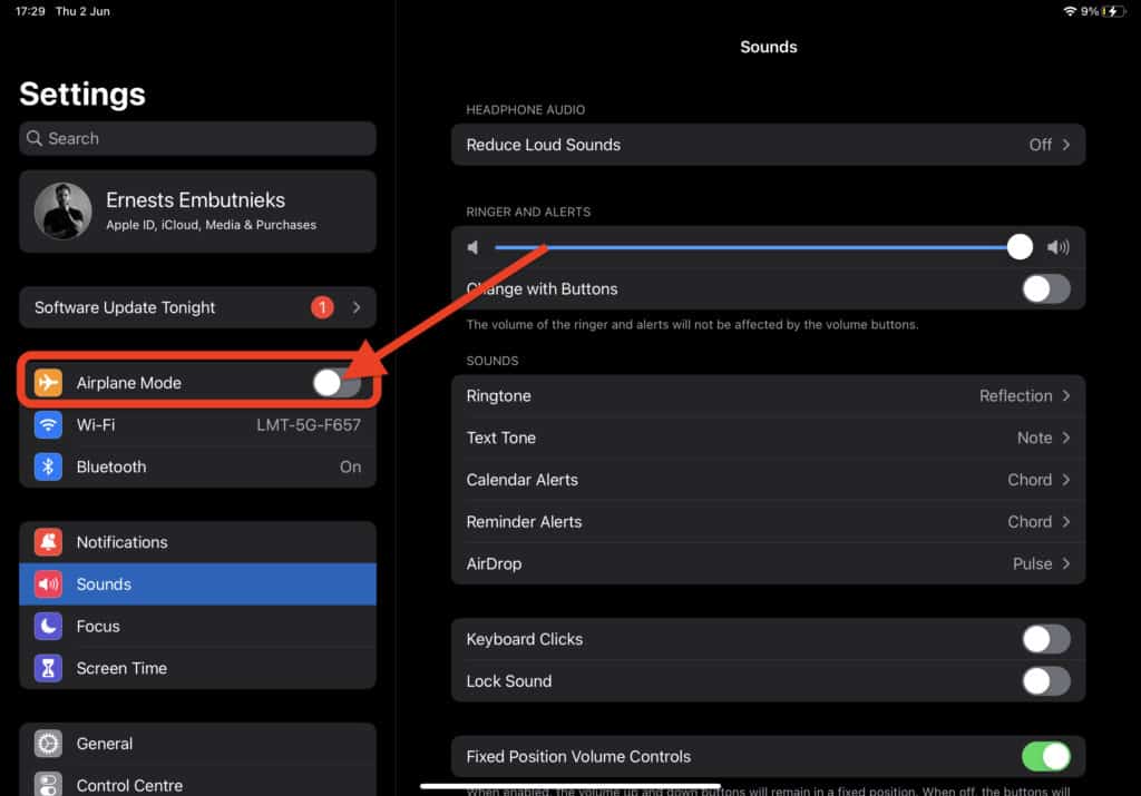 how to enable airplane mode on ipad with settings