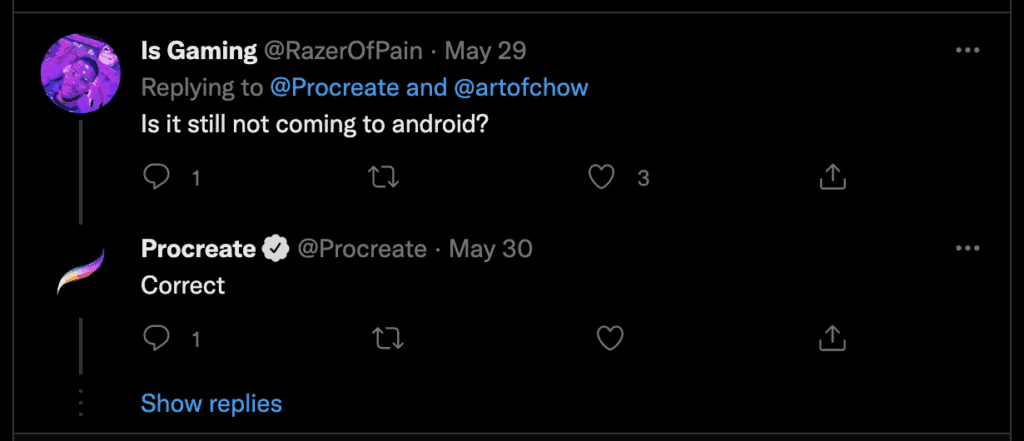in 2022 procreate still haven't changed their minds and won't make their app for android devices