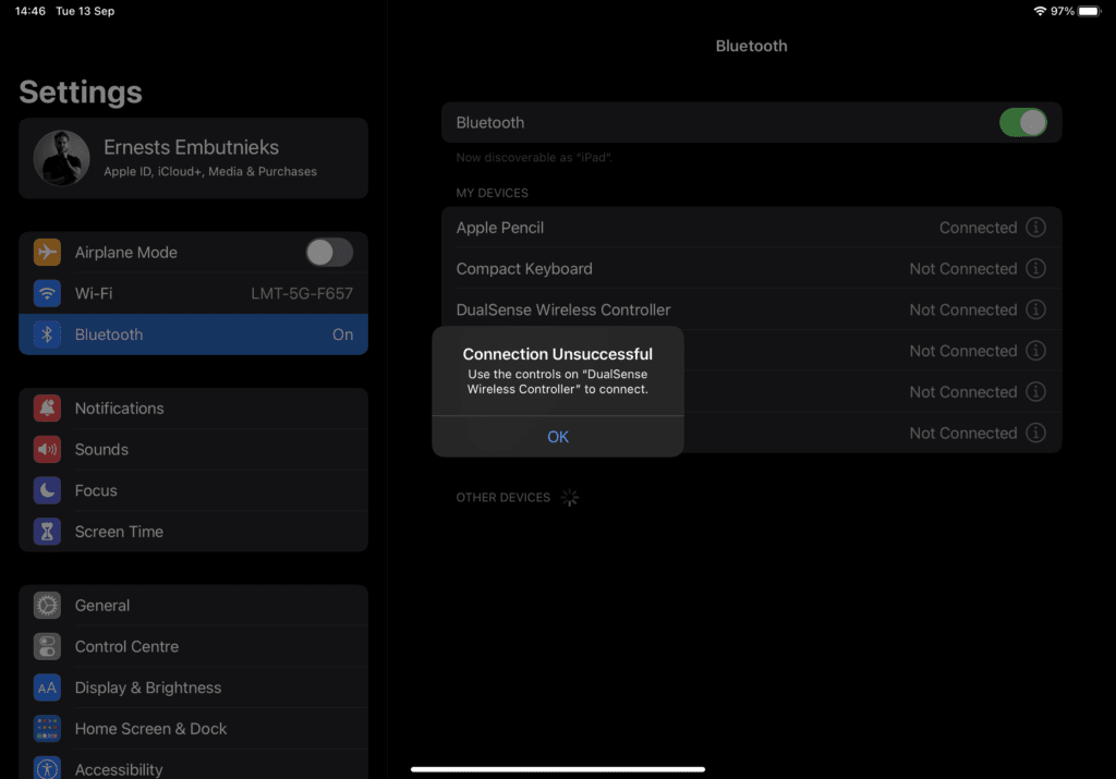 what to do if ps5 controller doesn't connect to ipad