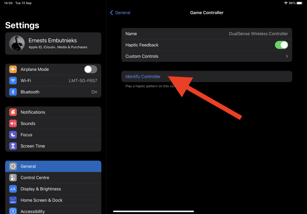 how to identify controller on ipad