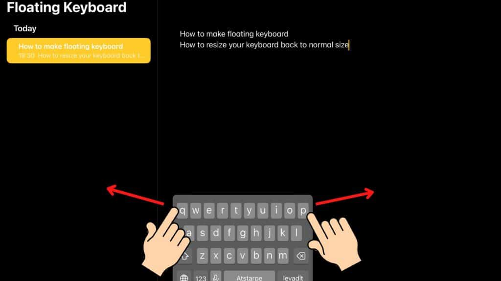 how to resize ipad small keyboard(floating keyboard)