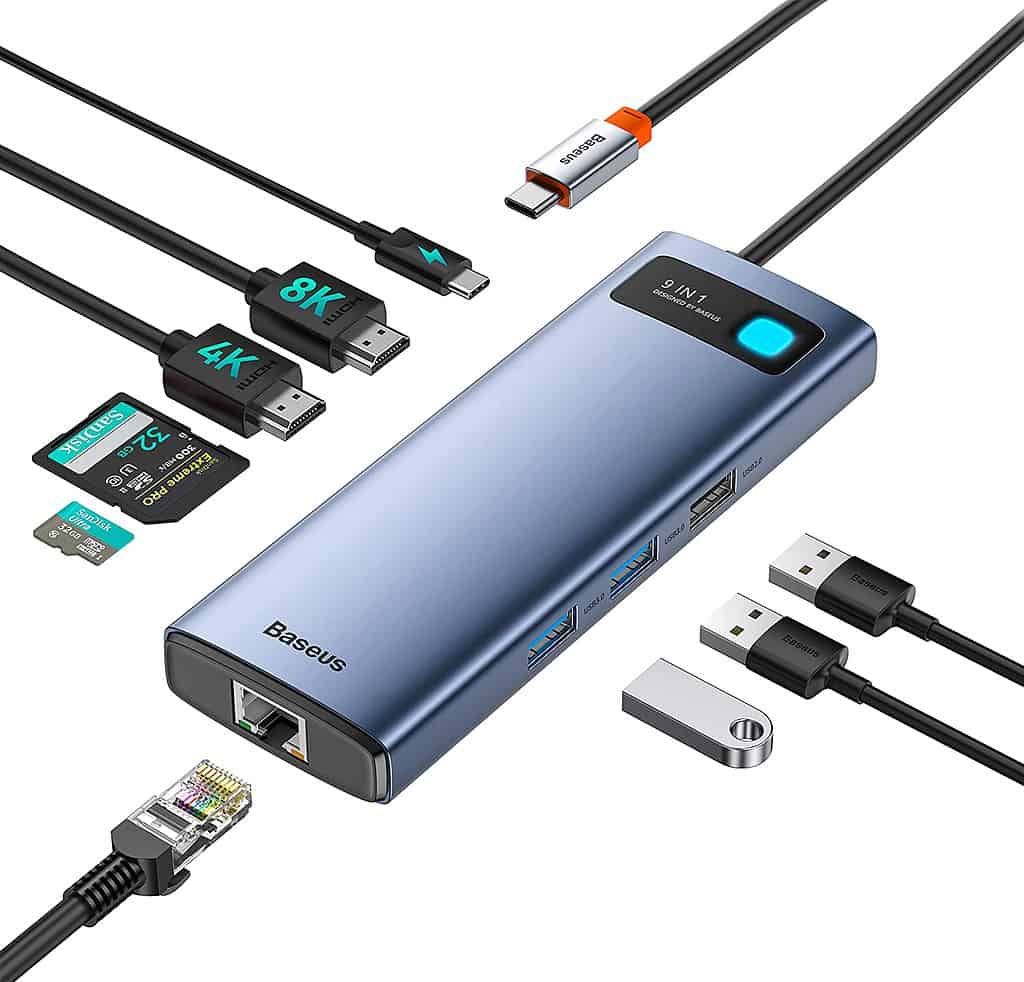 USB C Hub, Baseus 6-in-1 Portable USB C Adapter for iPad Pro
