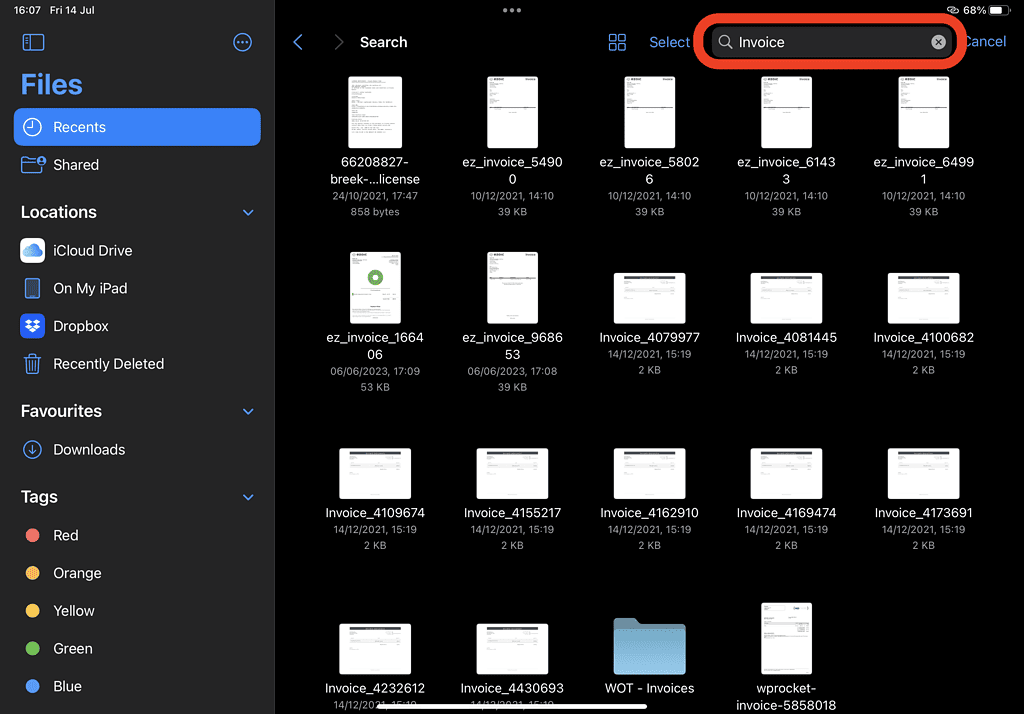 search in downloaded files on ipad and iphone