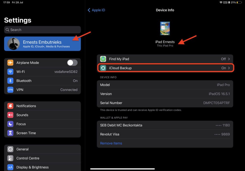 how to create a backup for ipad