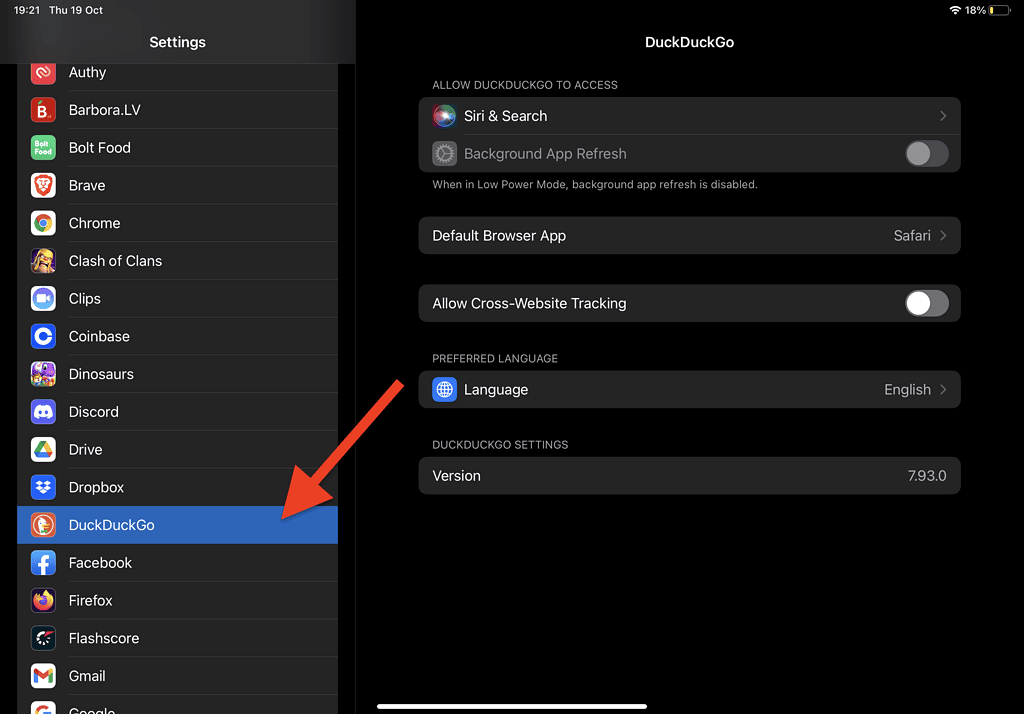 how im changing default web browser on ipad