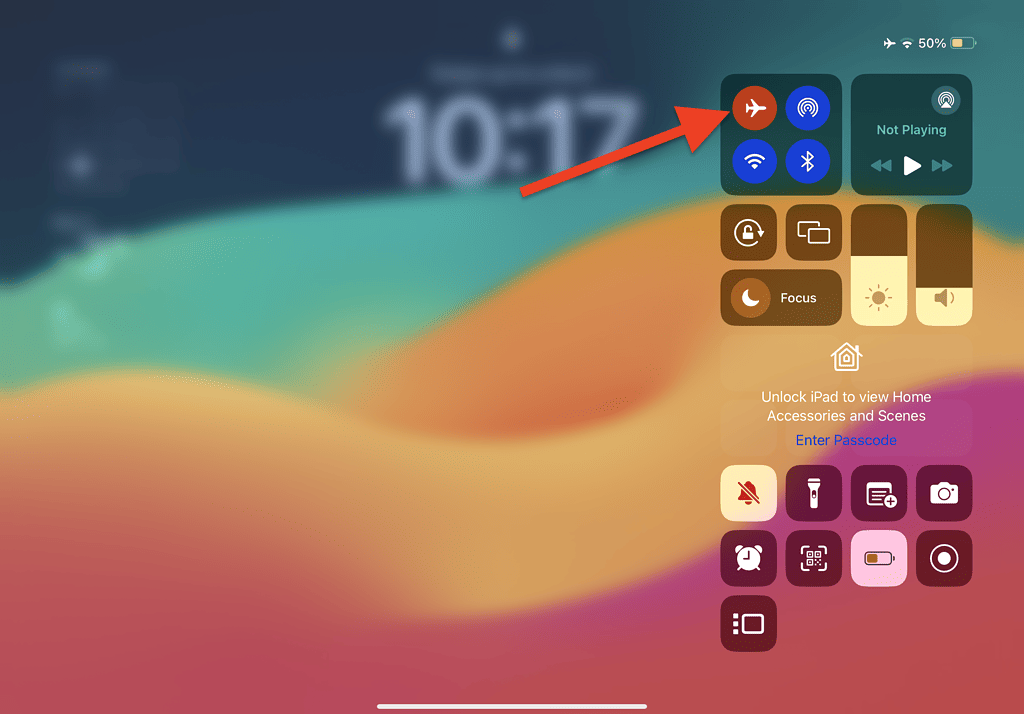 this is how airplane mode looks turned on in ipad