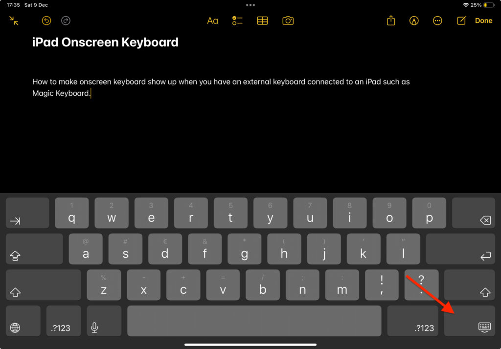 how to hide ipad onscreen keyboard